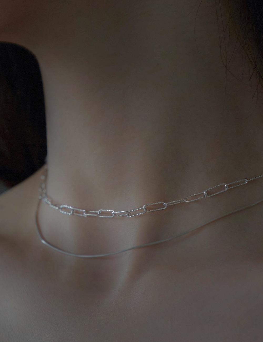 [925 silver] cutting link chain necklace